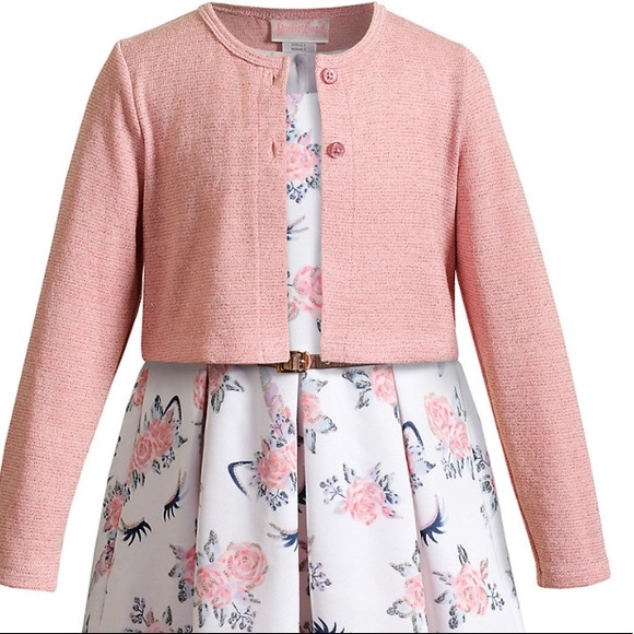 3-Piece Unicorn Knit Dress with Cardigan - Picture 2 of 10